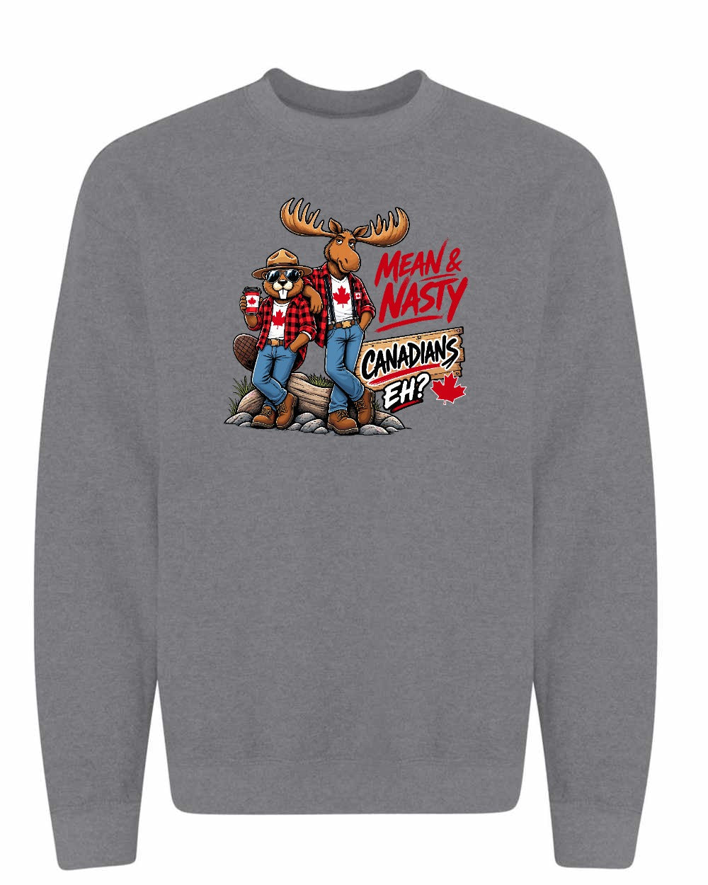 New Mean and Nasty Canadians Crewneck Sweatshirt in Graphite Heather
