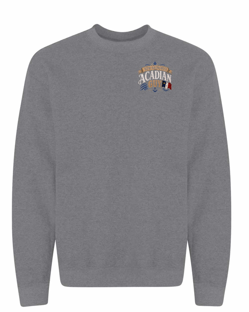 New Brunswick Guy Left Chest Crewneck Sweatshirt in Graphite Heather