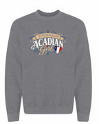 Newfoundland Acadian Girl Crewneck Sweatshirt in Graphite Heather