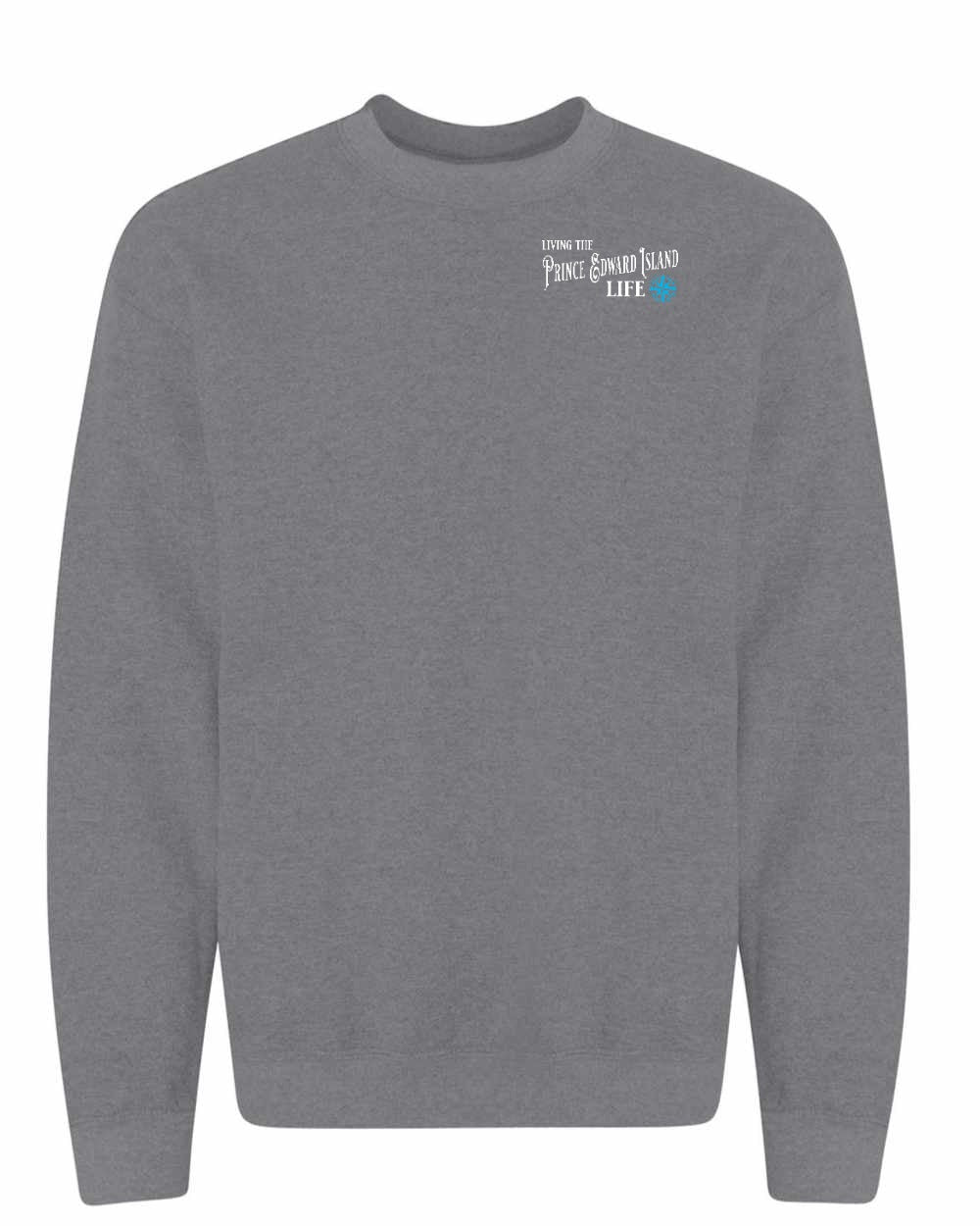 Living the PEI life blue compass Left Chest Crewneck Sweatshirt - Unisex