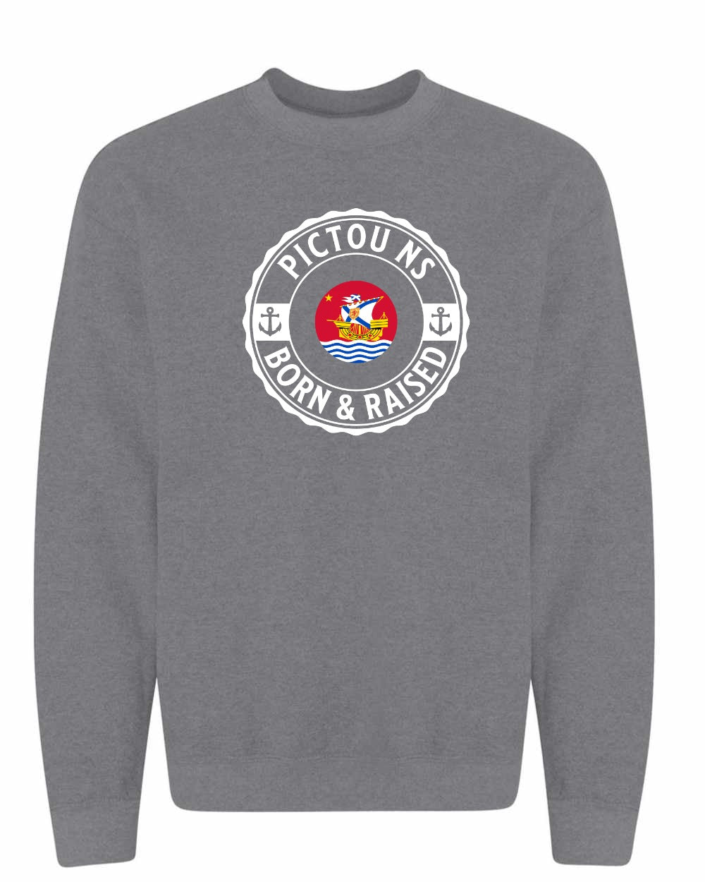 Pictou Born Raised Crewneck Sweatshirt in Graphite Heather