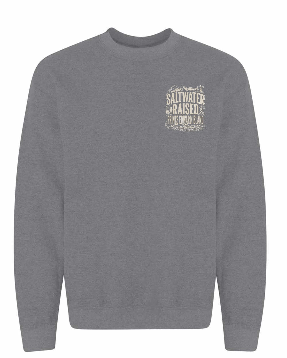 PEI Saltwater Raised Folk Left Chest and Back Crewneck Sweatshirt - Unisex