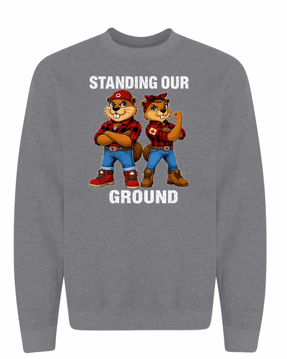 Standing Our Ground Full Front Crewneck Sweatshirt in Graphite Heather