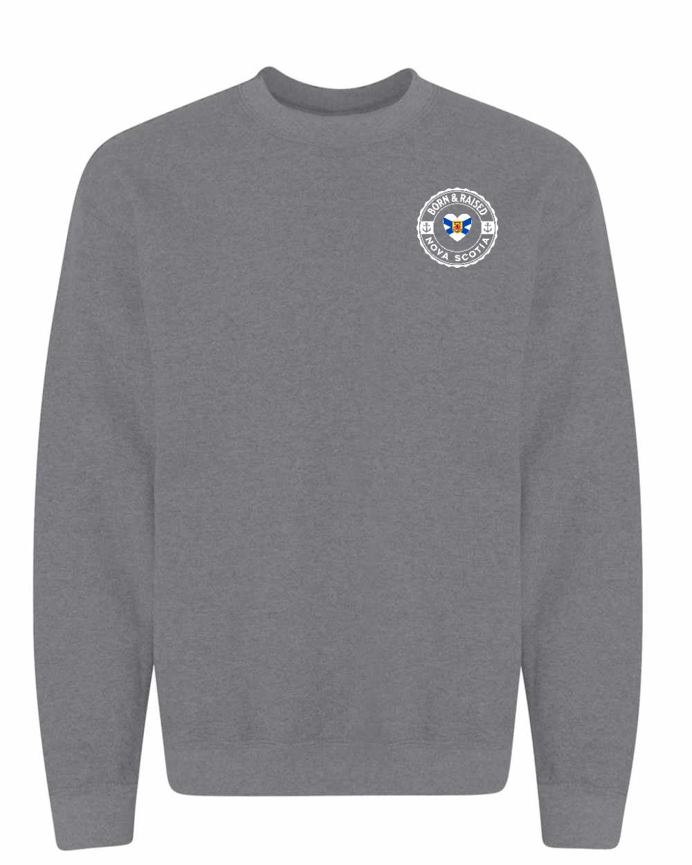 Born and Raised NS Heart Flag Left Chest Crewneck Sweatshirt - Unisex