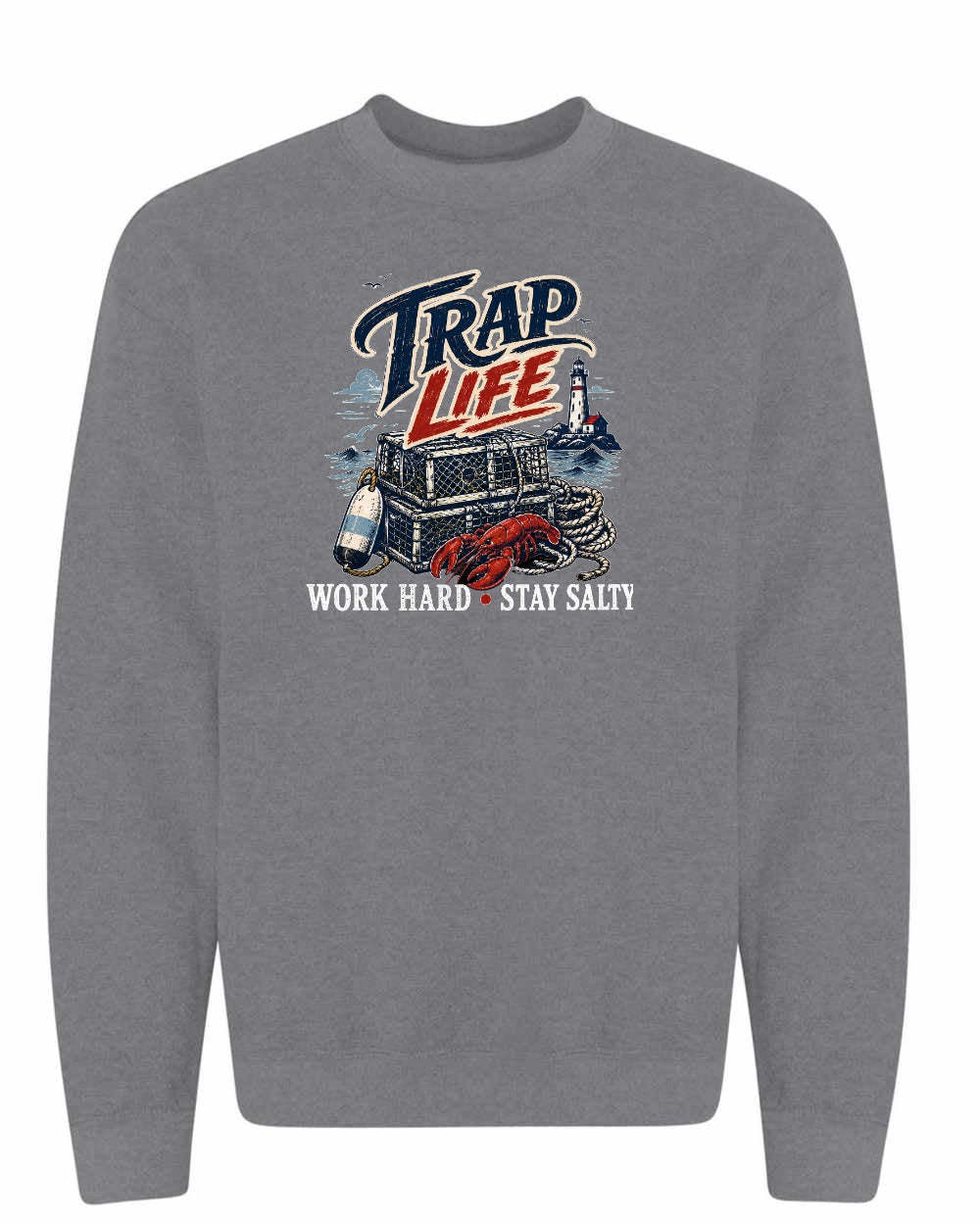 Trap Life Crewneck Sweatshirt in Graphite Heather