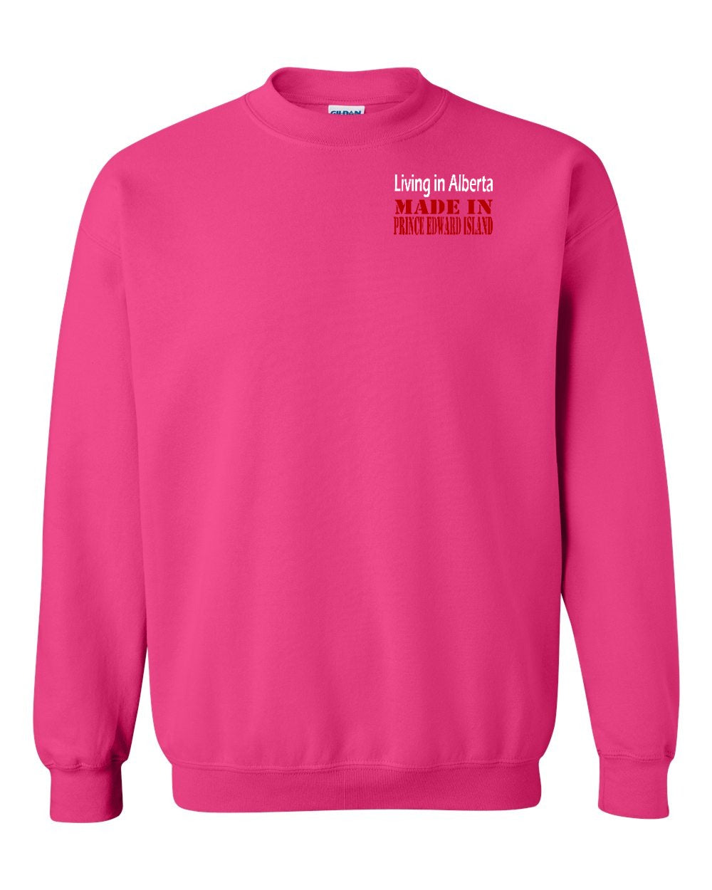 Living in Alberta Made in PEI Left Chest Crewneck Sweatshirt - Unisex