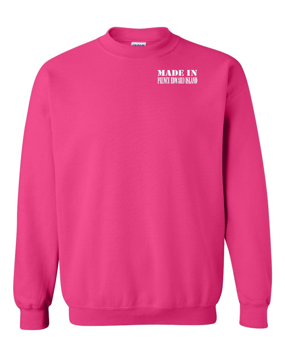 Made in PEI White Lettering Left Chest Crewneck Sweatshirt - Unisex