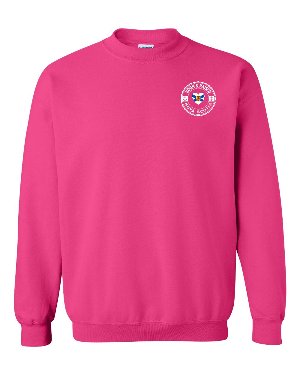 Born and Raised NS Heart Flag Left Chest & Back Crewneck Sweatshirt - Unisex