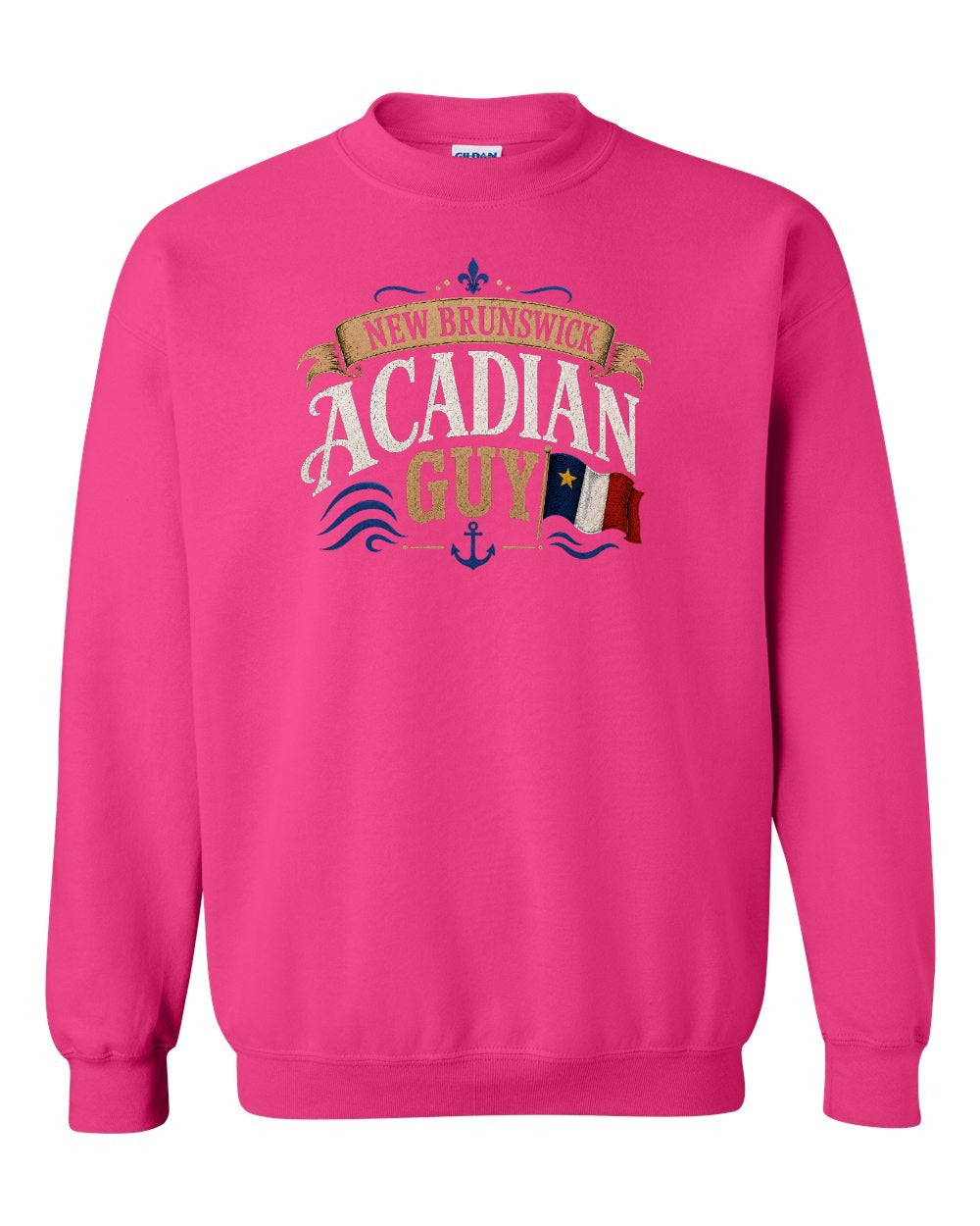 New Brunswick Guy Crewneck Sweatshirt in Heliconia Pink