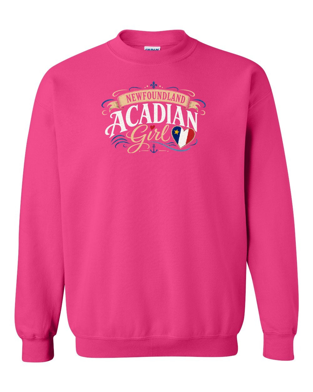 Newfoundland Girl Garment Crewneck Sweatshirt in Heliconia Pink