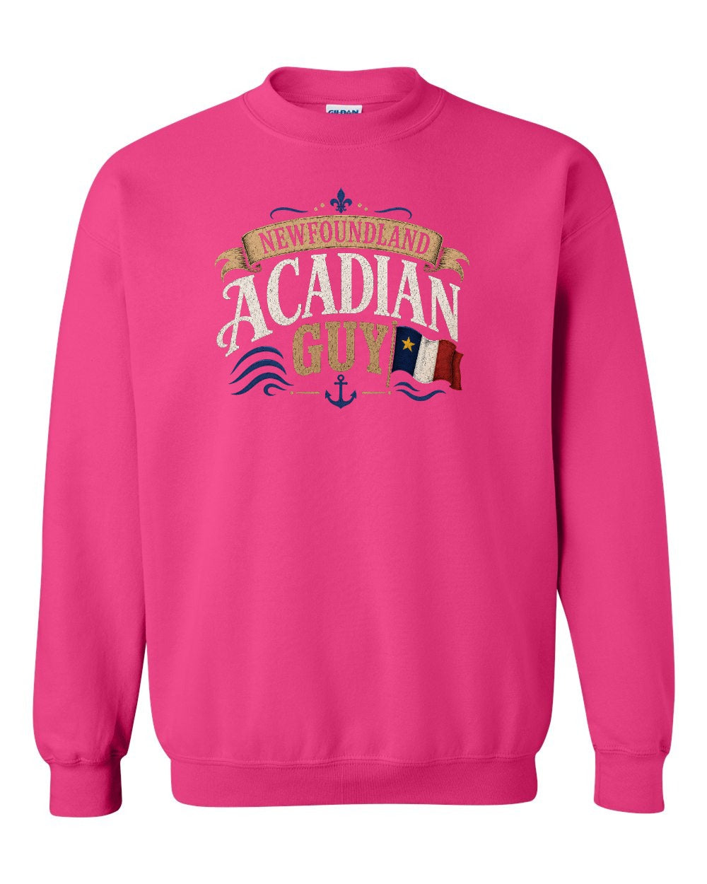 Newfoundland Guy Crewneck Sweatshirt in Heliconia Pink