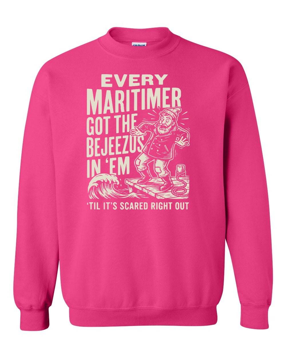 Bejezus Crewneck Sweatshirt in Heliconia Pink
