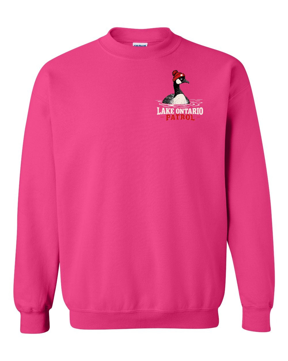 Lake Patrol Left Chest and Back Crewneck Sweatshirt in Pink