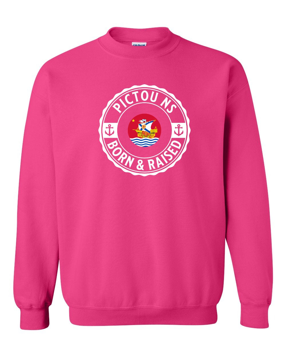 Pictou Born Raised Crewneck Sweatshirt in Heliconia Pink