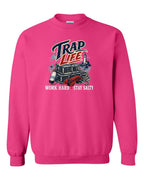 Trap Life Crewneck Sweatshirt in Heliconia Pink