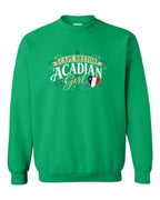 Cape Breton Acadian Girl Crewneck Sweatshirt in Irish Green