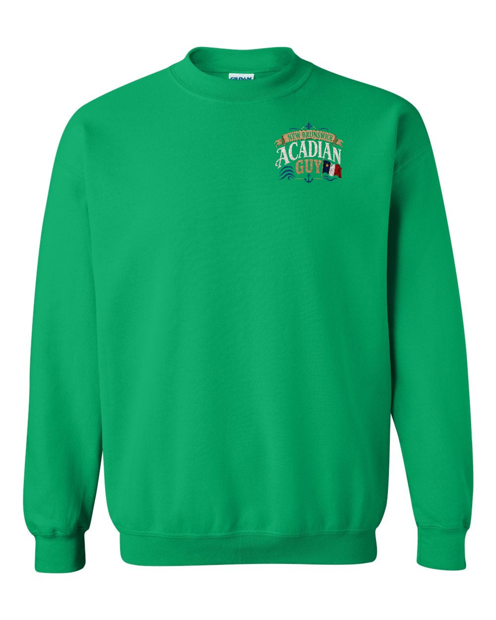 New Brunswick Guy Left Chest Crewneck Sweatshirt in Irish Green