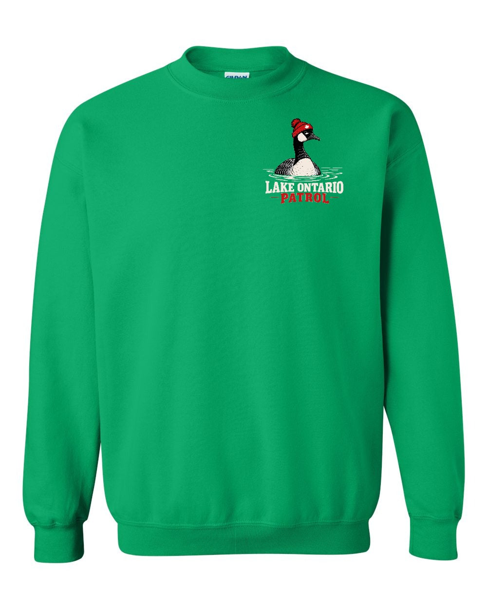 Lake Patrol Left Chest and Back Crewneck Sweatshirt in Irish Green