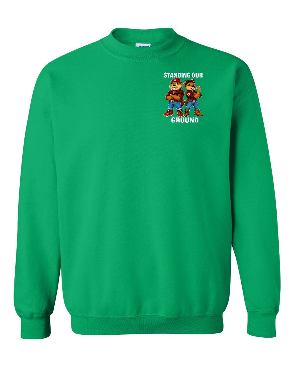 Standing Our Ground Left Chest and Back Crewneck Sweatshirt in Irish Green