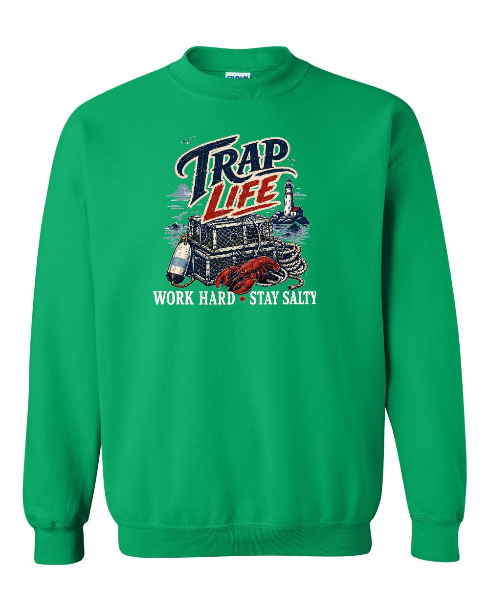 Trap Life Crewneck Sweatshirt in Irish Green
