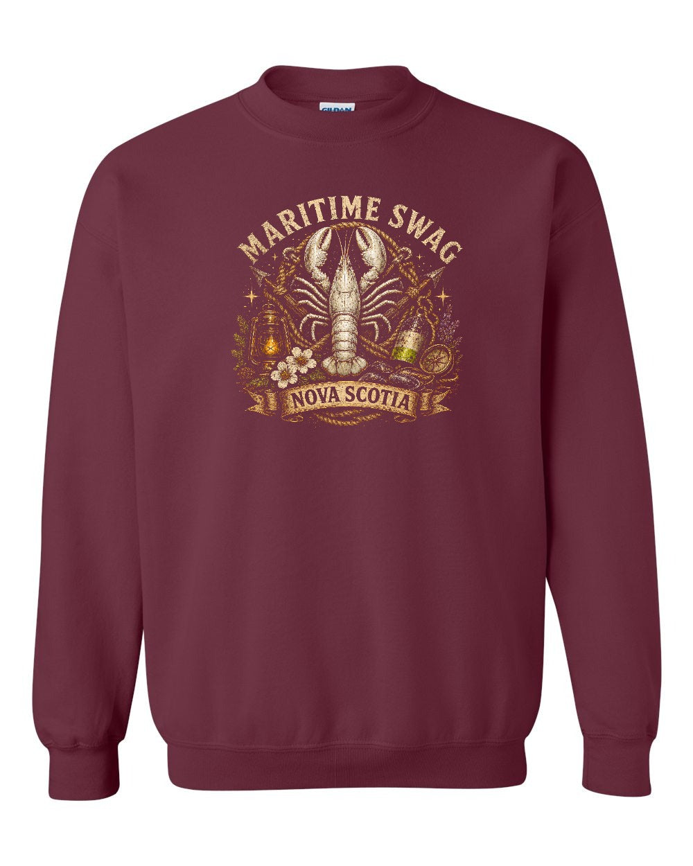 Maritime Swag Lobster Final Crewneck Sweatshirt in Maroon