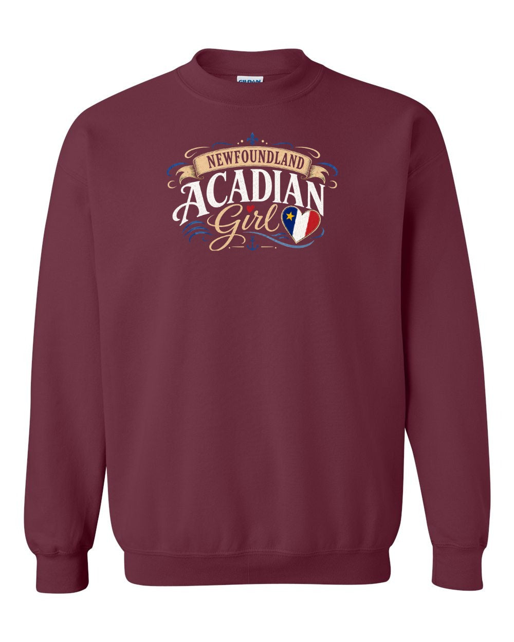 Newfoundland Girl Garment Crewneck Sweatshirt in Maroon