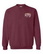 Nova Scotia Acadian Girl Left Chest Crewneck Sweatshirt in Maroon
