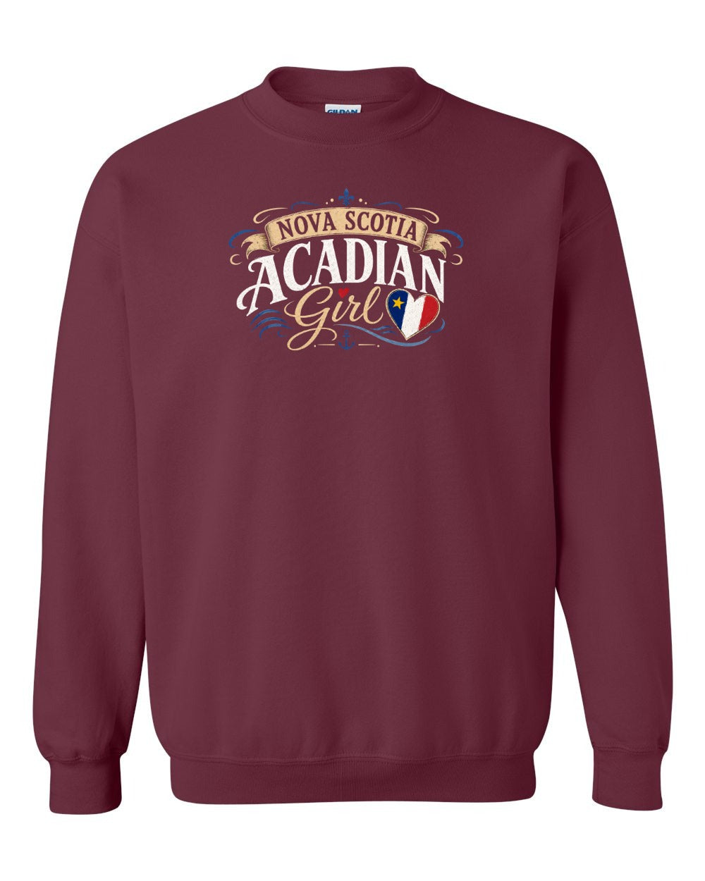 Nova Scotia Girl Garment Crewneck Sweatshirt in Maroon