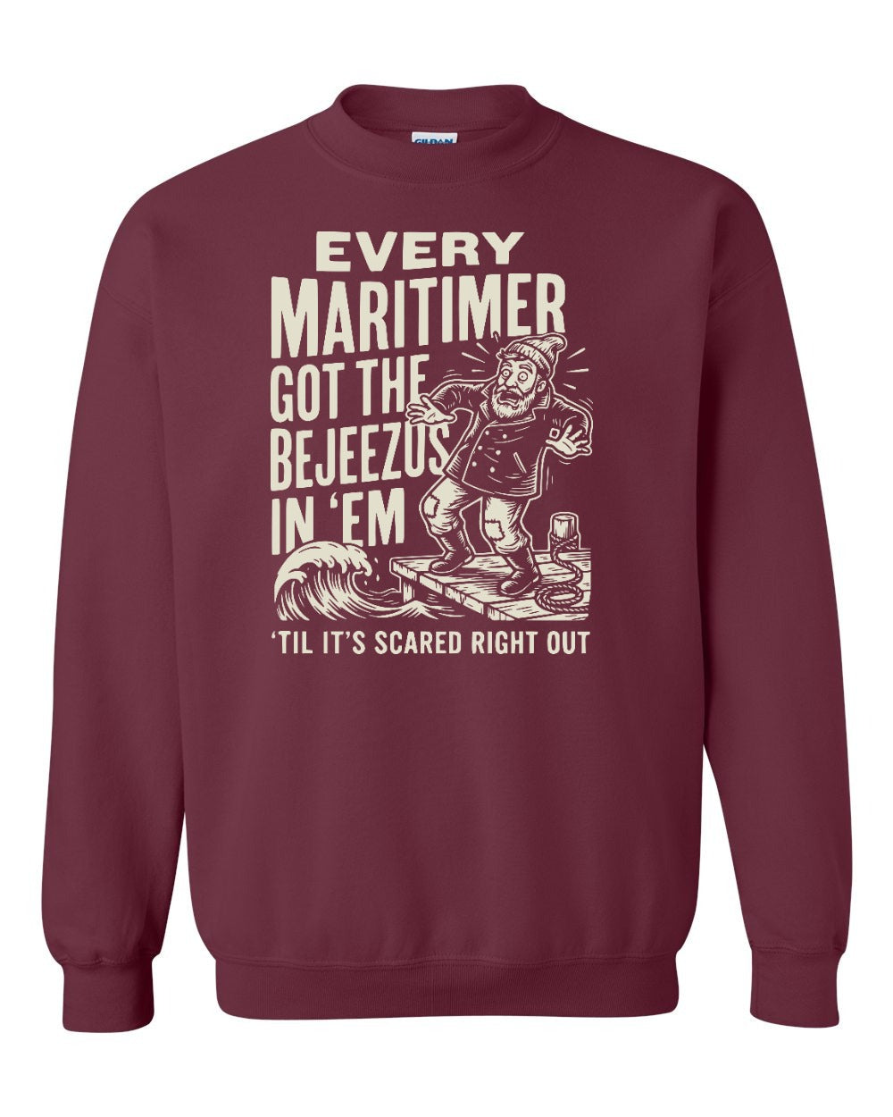 Bejezus Crewneck Sweatshirt in Maroon