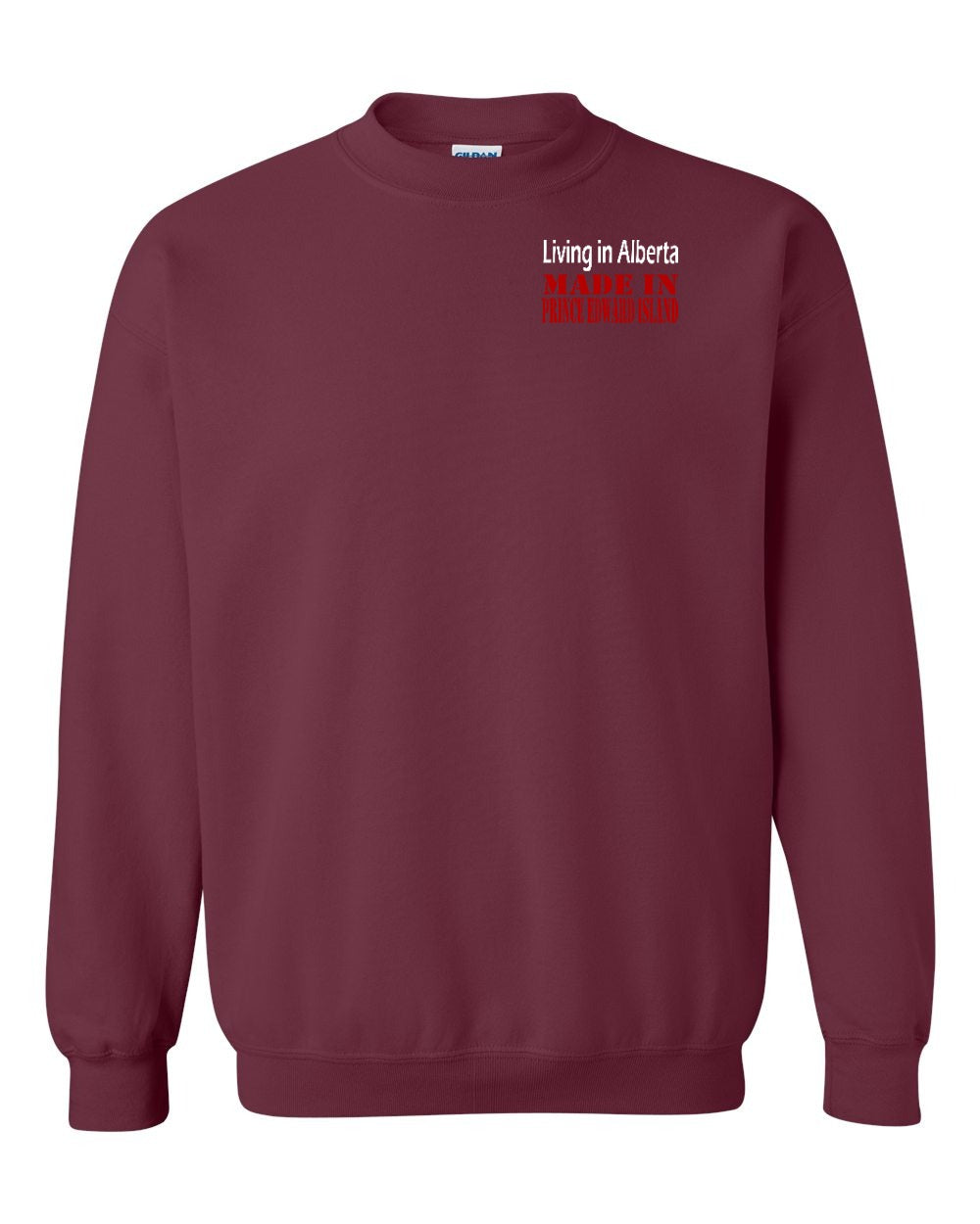 Living in Alberta Made in PEI Left Chest Crewneck Sweatshirt - Unisex