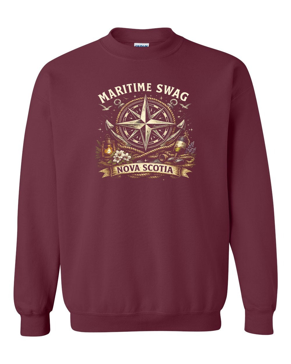 Ms Compass Crewneck Sweatshirt in Maroon
