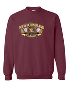 Newfoundland Thing Badge Full Front Crewneck Sweatshirt in Maroon