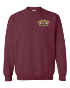 Newfoundland Thing Badge Left Chest and Back Crewneck Sweatshirt in Maroon
