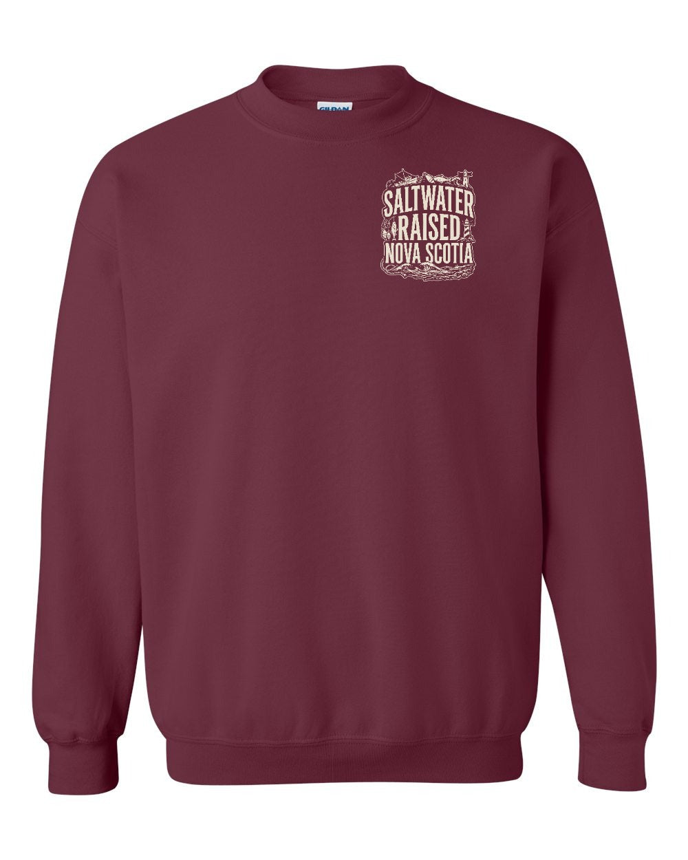 Saltwater Raised NS Folk Left Chest Crewneck Sweatshirt - Unisex