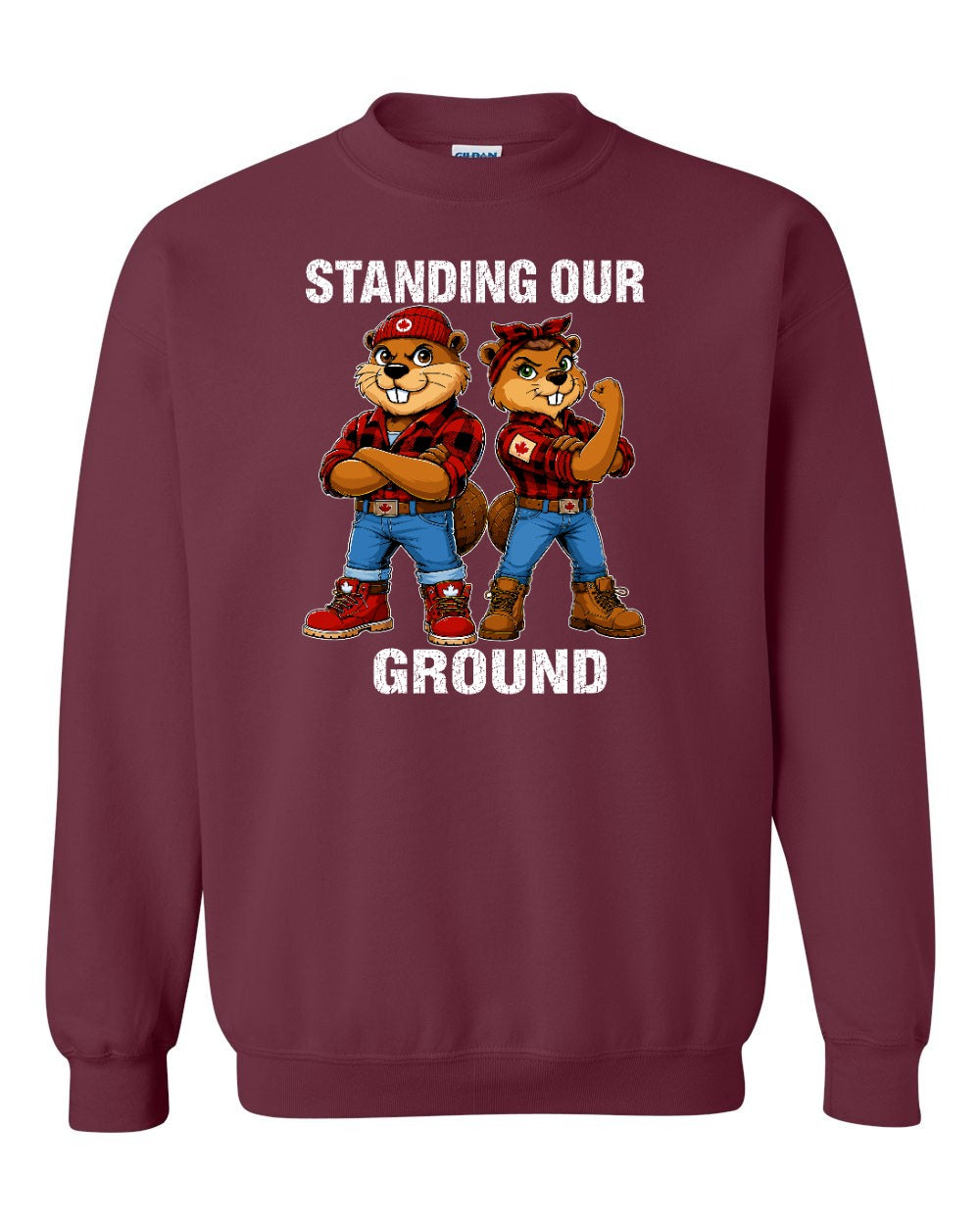Standing Our Ground Full Front Crewneck Sweatshirt in Maroon