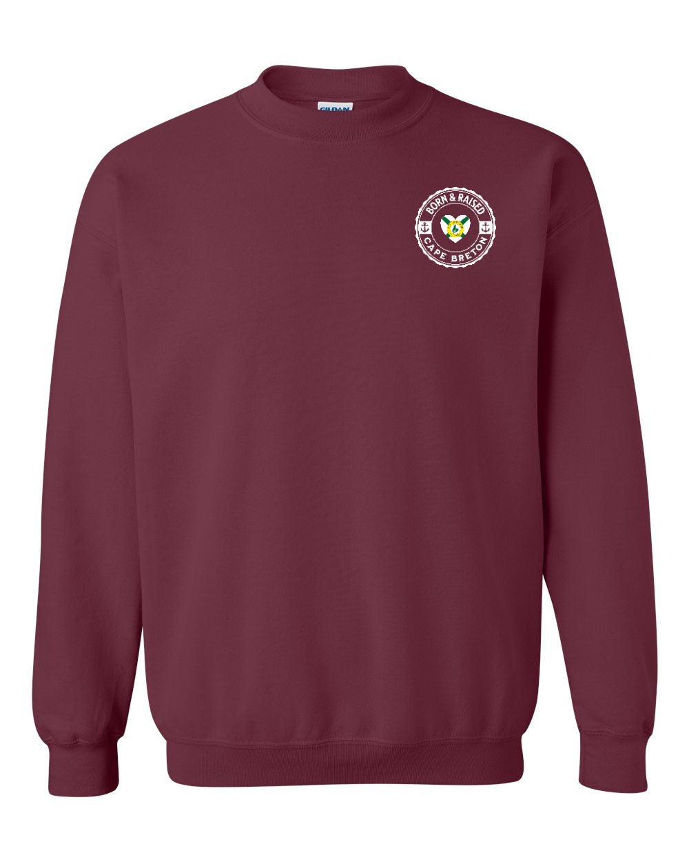 Born and Raised CB Heart Flag Left Chest Crewneck Sweatshirt - Unisex
