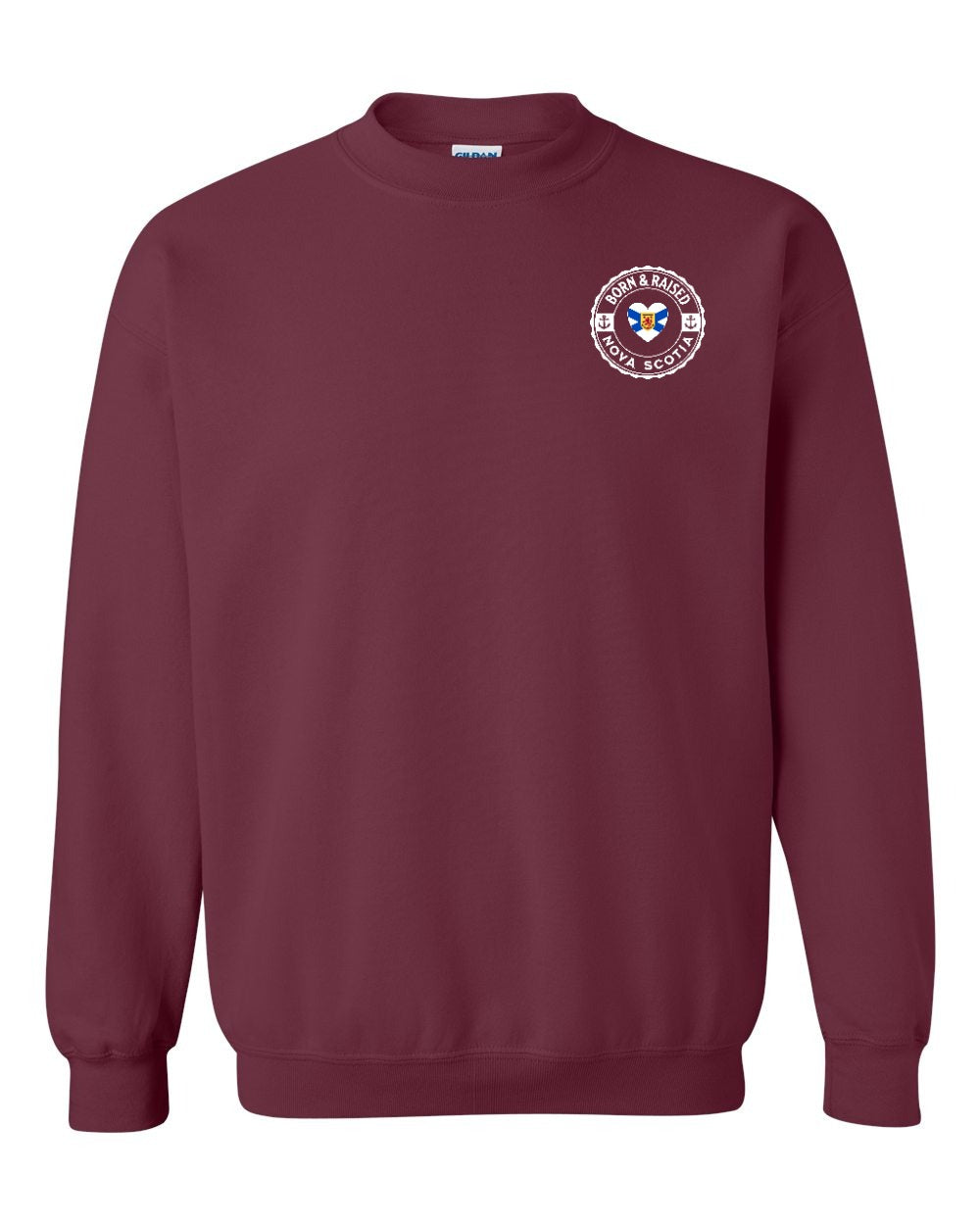 Born and Raised NS Heart Flag Left Chest & Back Crewneck Sweatshirt - Unisex