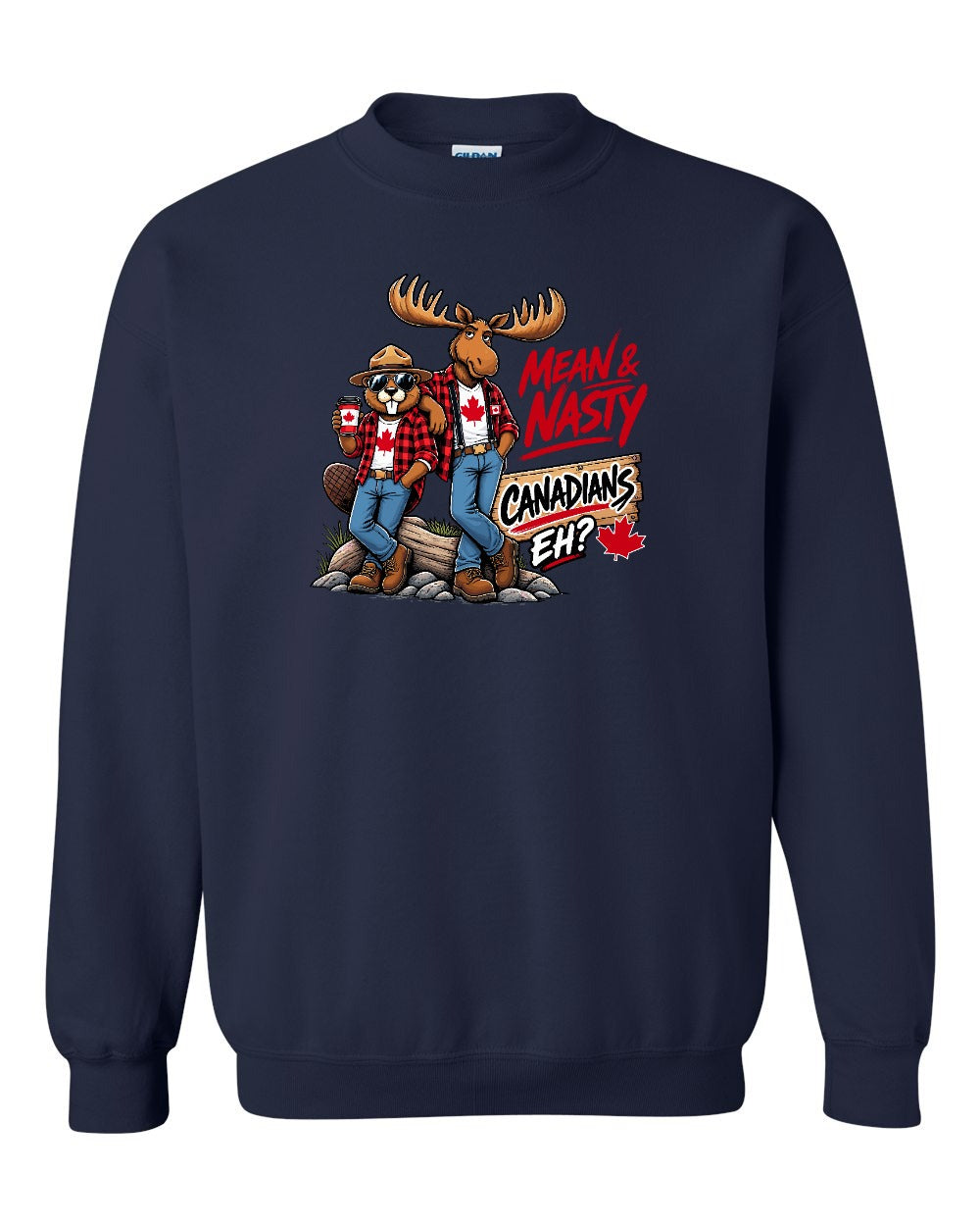 New Mean and Nasty Canadians Crewneck Sweatshirt in Navy