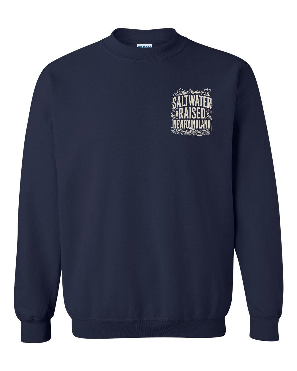 NFLD Saltwater Raised Folk Left Chest Crewneck Sweatshirt - Unisex