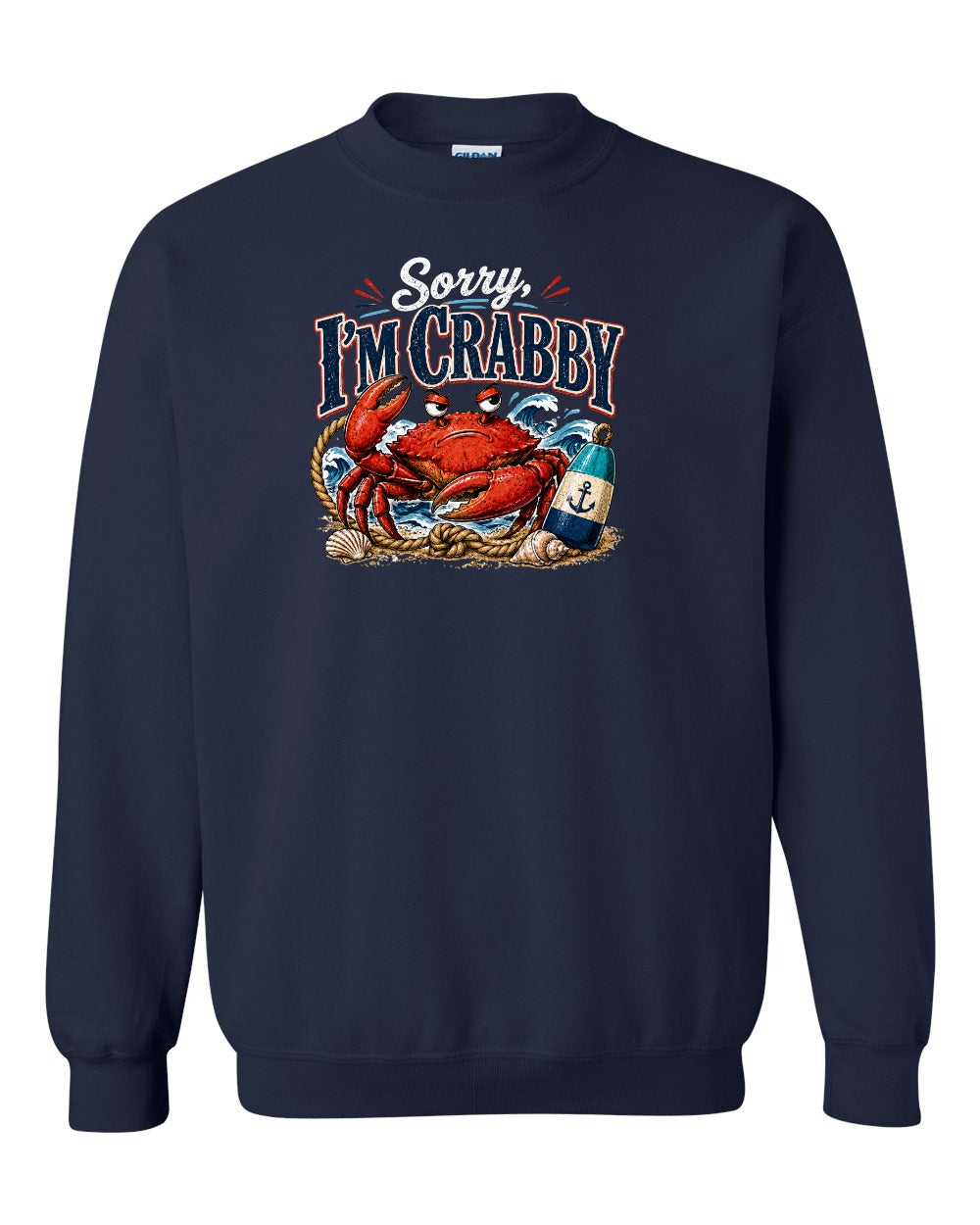 Sorry Im Crabby Crewneck Sweatshirt in Navy