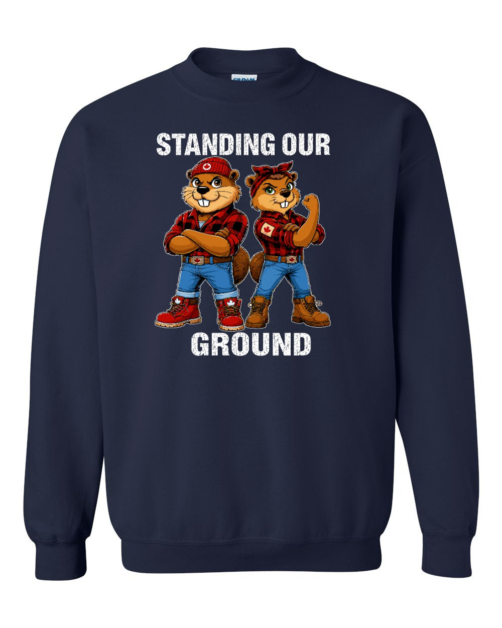 Standing Our Ground Full Front Crewneck Sweatshirt in Navy