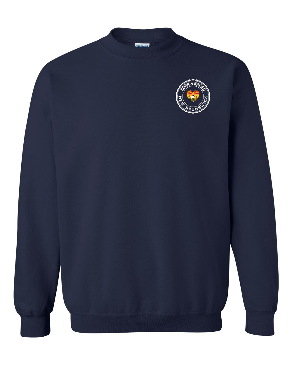 Born and Raised NB Heart Flag Left Chest & Back Crewneck Sweatshirt - Unisex