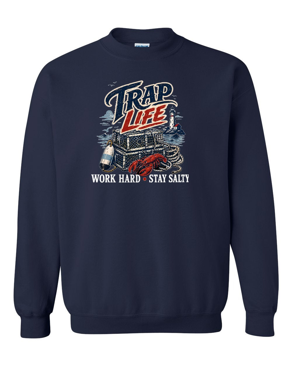 Trap Life Crewneck Sweatshirt in Navy