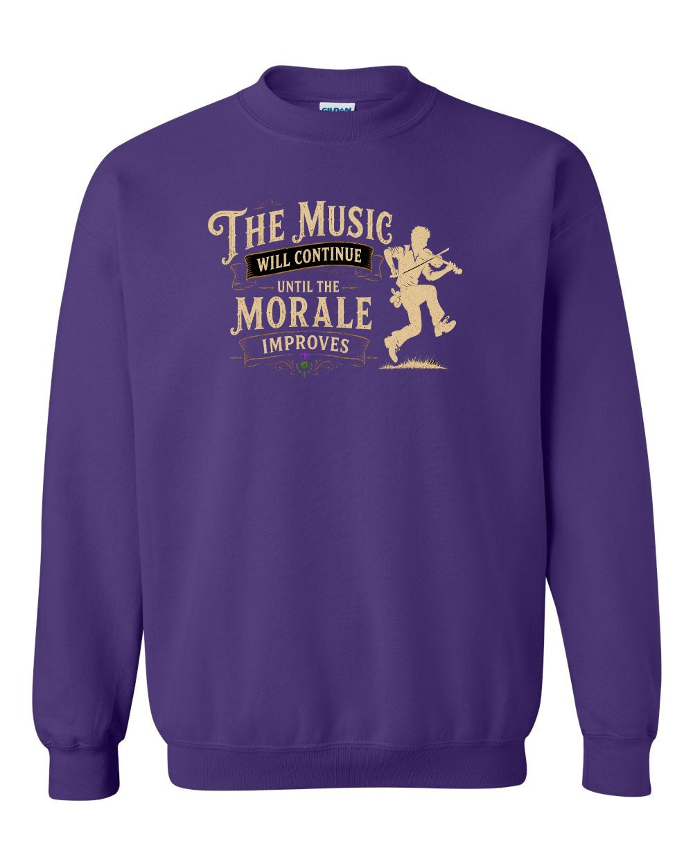 Muisic Will Continue Fiddle Crewneck Sweatshirt in Purple