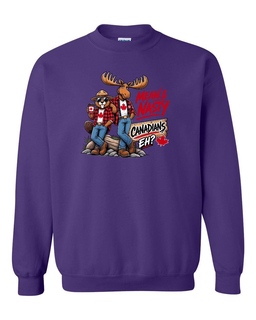 New Mean and Nasty Canadians Crewneck Sweatshirt in Purple