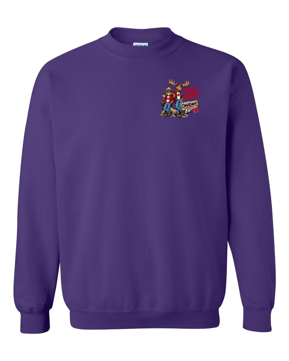 New Mean and Nasty Canadians Left Chest Crewneck Sweatshirt in Purple
