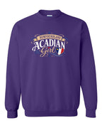 Newfoundland Acadian Girl Crewneck Sweatshirt in Purple