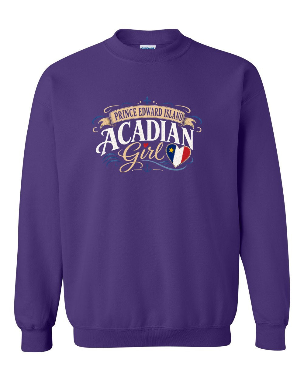 Pei Acadian Girl Crewneck Sweatshirt in Purple