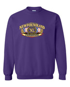 Newfoundland Thing Badge Full Front Crewneck Sweatshirt in Purple