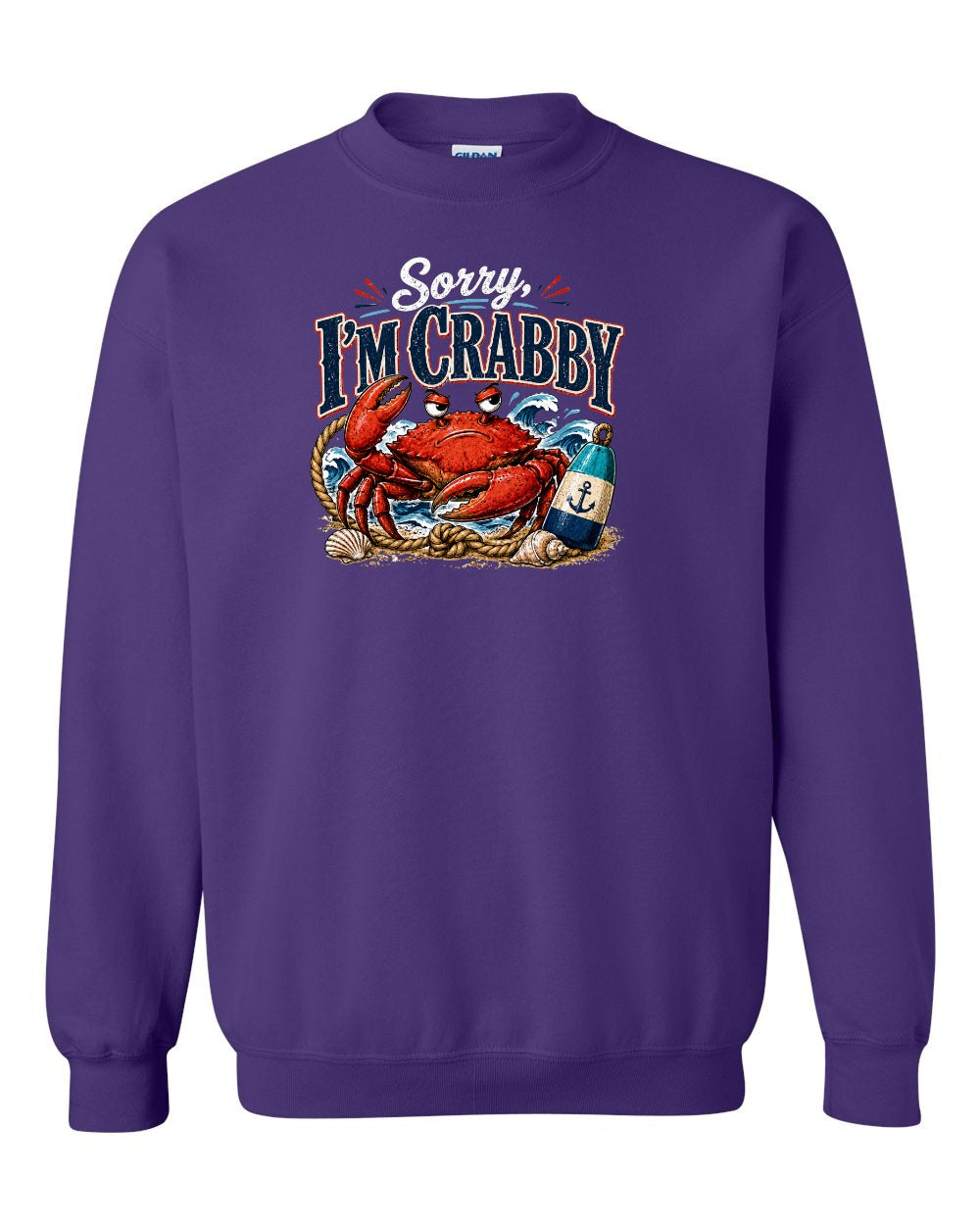Sorry Im Crabby Crewneck Sweatshirt in Purple